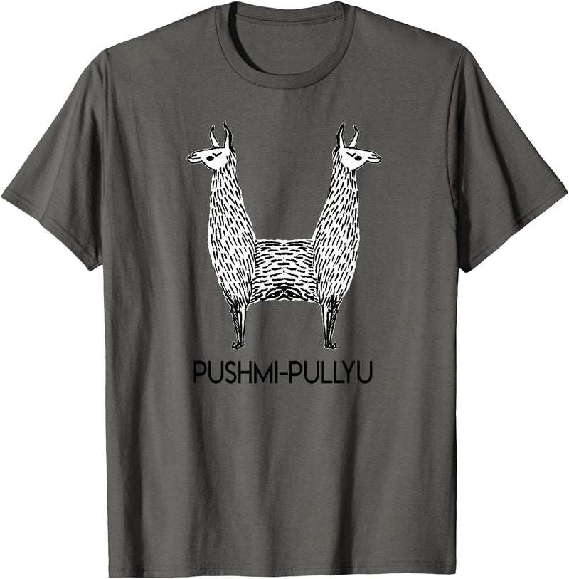 Pushmi-Pullyu Llama Funny Alpaca Llama Style, Pushmi-Pullyu Yoga T-Shirt - Asphalt Grey