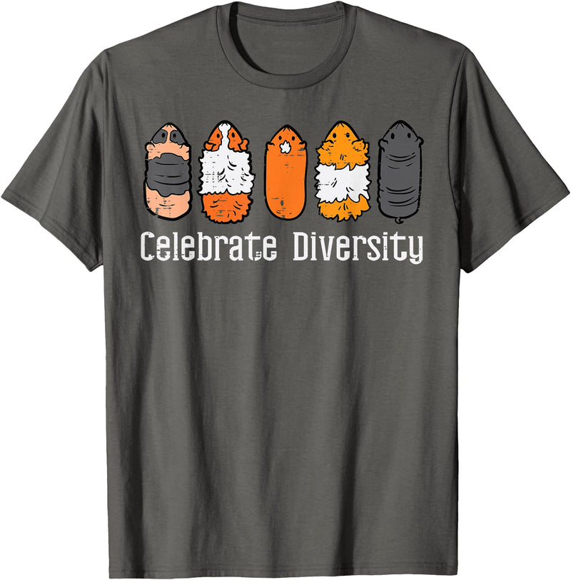 Guinea Pig Shirts For Men Women Kids Gift Guinea Pig Breeds Celebrate Diversity Cavy Men Women Kids T-Shirt - Asphalt Grey