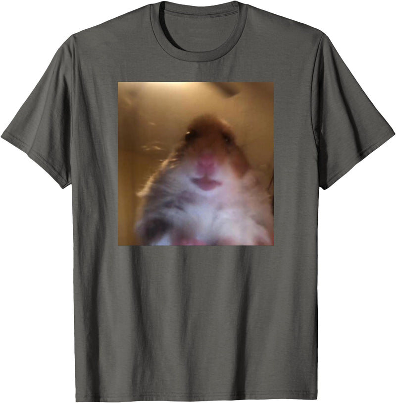 Hamster stares into the front camera I Internet Hamster Meme T-Shirt - Asphalt Grey