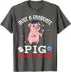 P1Shop Happy Class Of School Pig Lover Just A Graduate Pig Class of 2026 Graduation Day Senior T-Shirt - Asphalt Grey
