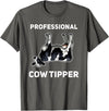 Varsity Cow Tipping by Zynx Professional Cow Tipper Funny Cow Tipping T-Shirt - Asphalt Grey