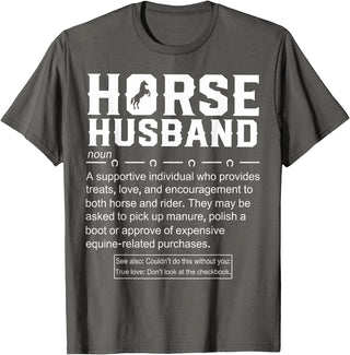Funny Horse Husband Definition Tee Shirt Horse Husband Definition T-Shirt - Asphalt Grey
