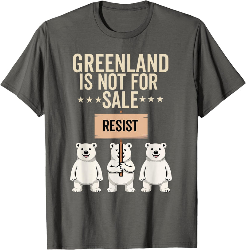 Greenland is not for sale Merch Greenland is not for Sale Polar Bear Greenland Support Prote T-Shirt - Asphalt Grey