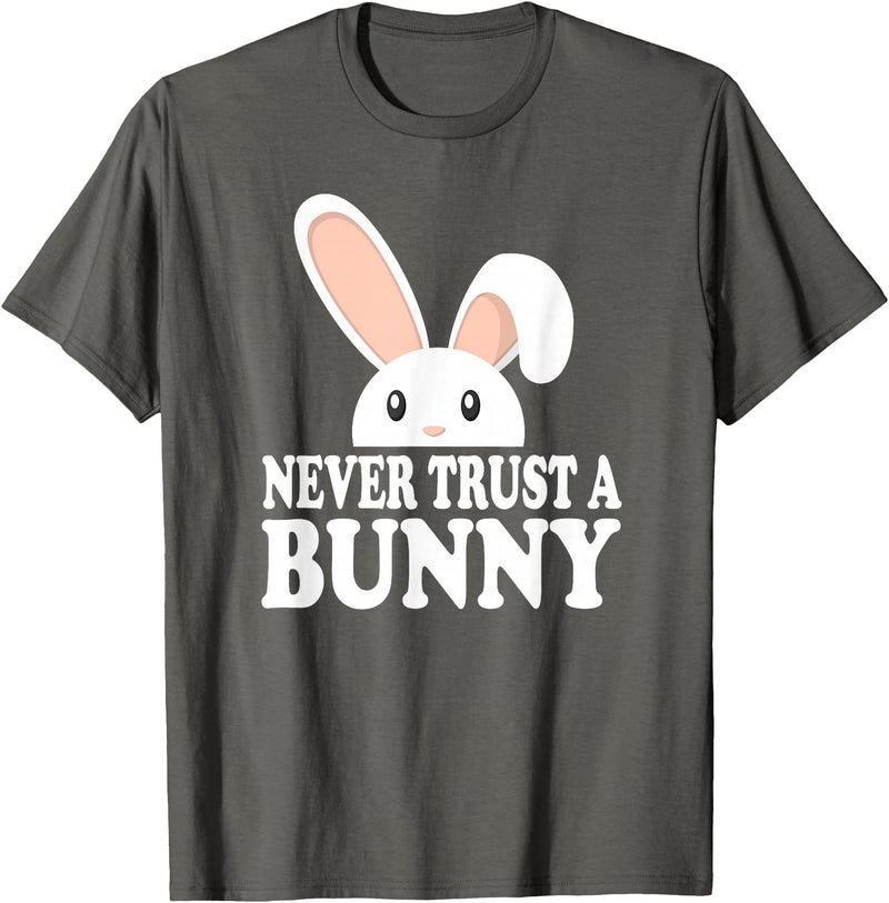 Never Trust a Bunny Funny T-Shirt in Asphalt Grey