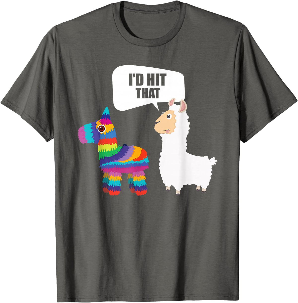 VepaDesigns Cinco De Mayo Shirt Mexican Gift Llama Id Hit That Pinata Mexican Funny Cinco de Mayo Gift T-Shirt - Asphalt Grey