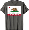 Funny California Clothing My Governor is an Idiot Shirt Bear California State Flag T-Shirt - Asphalt Grey