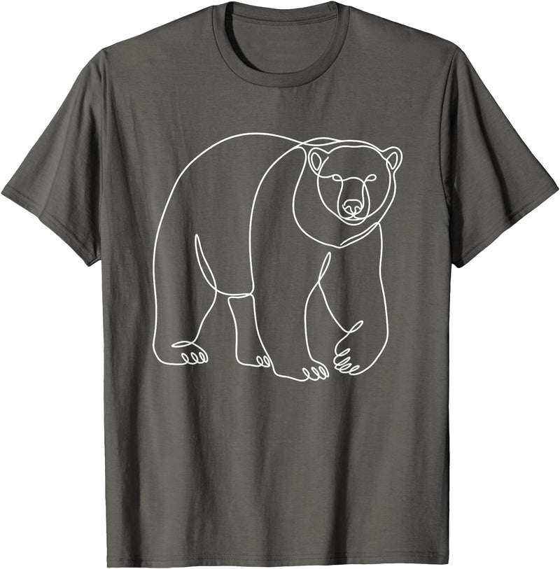 Modern Minimalist Wildlife Line Art Graphic Minimalist Polar Bear Single Line Art Drawing T-Shirt - Asphalt Grey