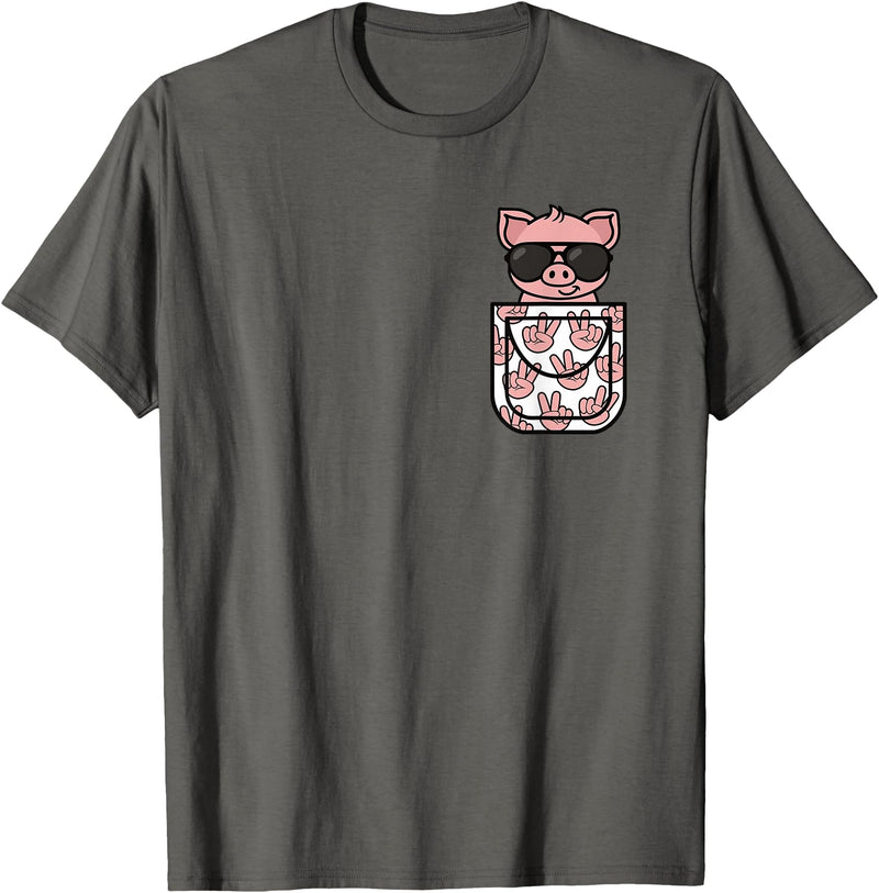 KATYLIN Funny Pig Pocket Pig Lover Men Women Boys Girls Kids T-Shirt - Asphalt Grey