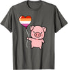 Hiking Lover Design Pig Heart Balloon Orange Pink Lesbian T-Shirt - Asphalt Grey