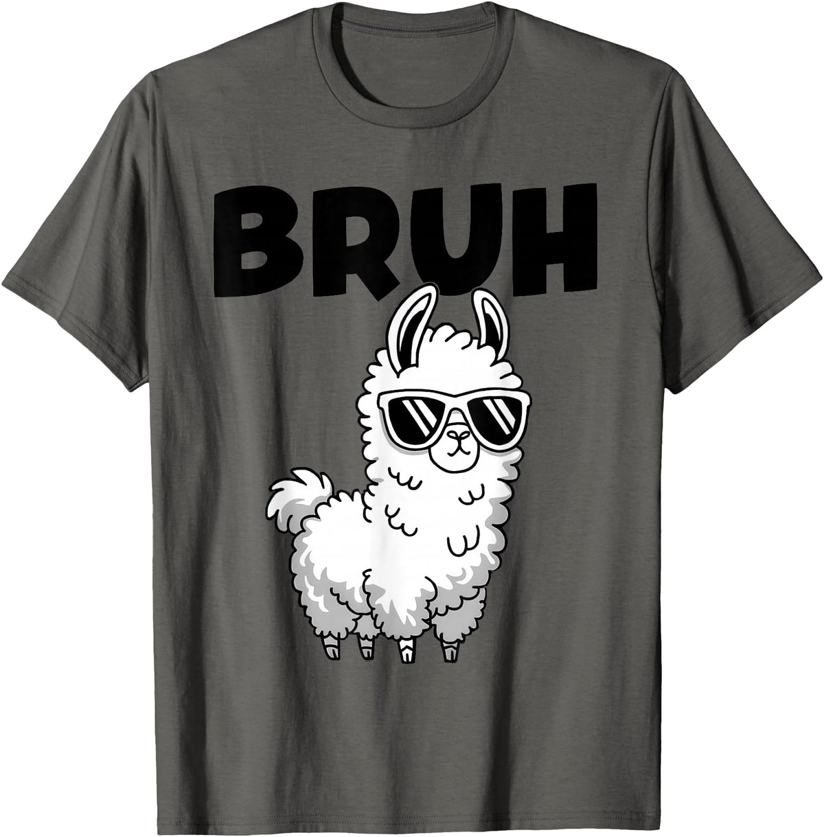 Bruh Llama Sunglasses by LazyPanda Bruh Llama Funny Alpaca Llama Boys Kids Girls Trendy Graphic T-Shirt - Asphalt Grey