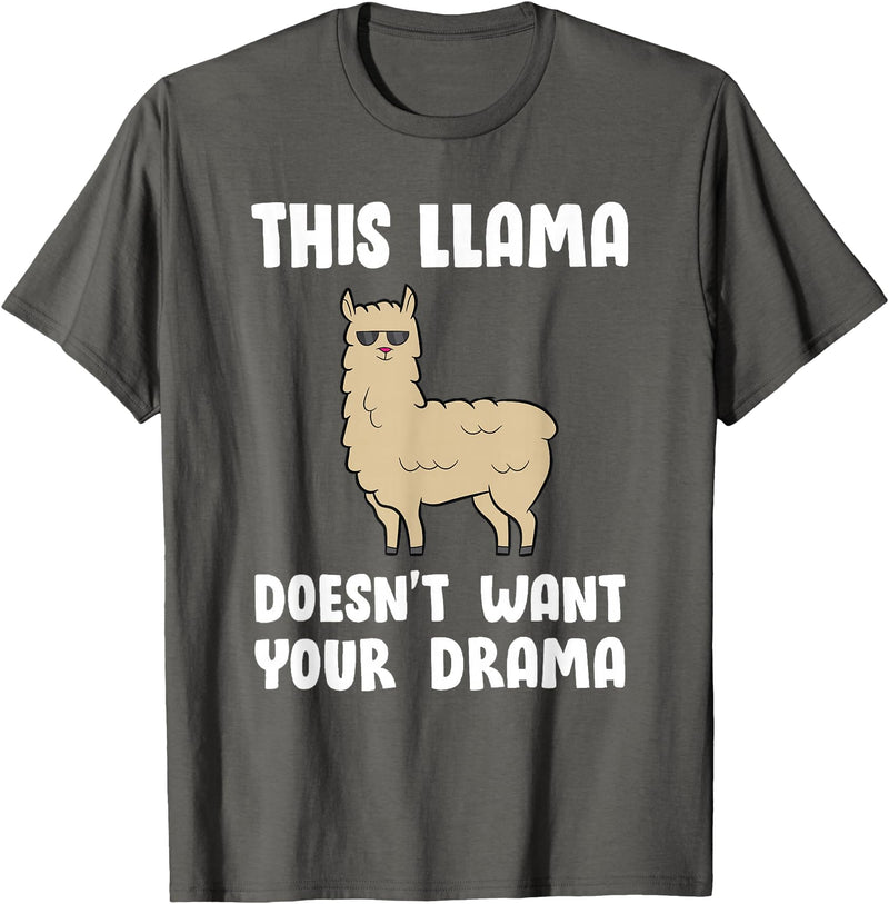 Funny Llama And Alpaca Gifts Funny Llama This Llama Mag No Drama Alpaca Llama T-Shirt - Asphalt Grey