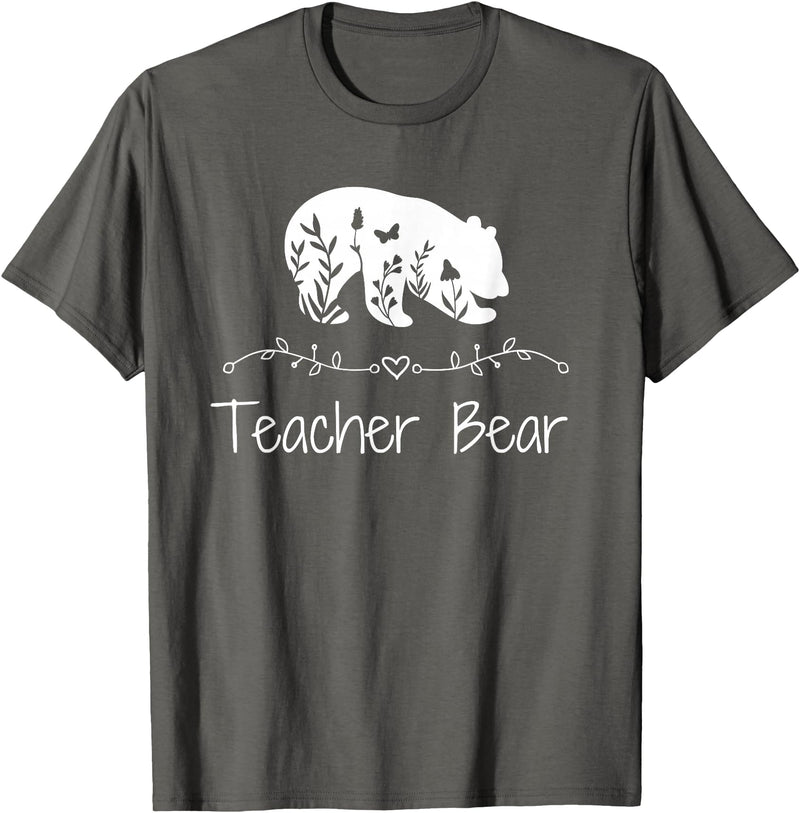Teacher Bear Funny Teachers back to school Gifts Teacher Bear For Educators - Teacher Appreciation T-Shirt - Asphalt Grey