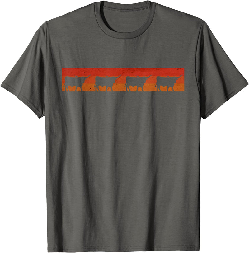 Triple G Mavs Vintage Retro Longhorn Shirt Cow Farm Animal Gift T-Shirt - Asphalt Grey