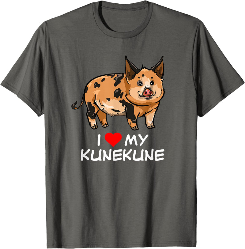 Angry Ant Graphics - Kunekune Pig Gifts I Love My Kunekune Pig T-Shirt - Asphalt Grey