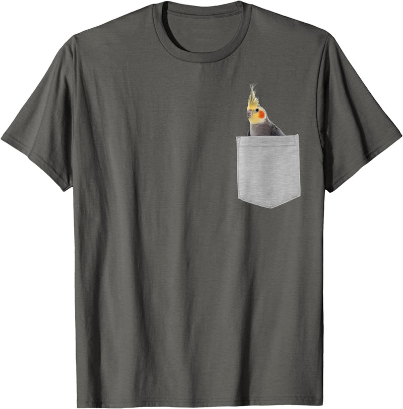 Animal in Your Pocket Cockatiel Bird T-Shirt - Asphalt Grey