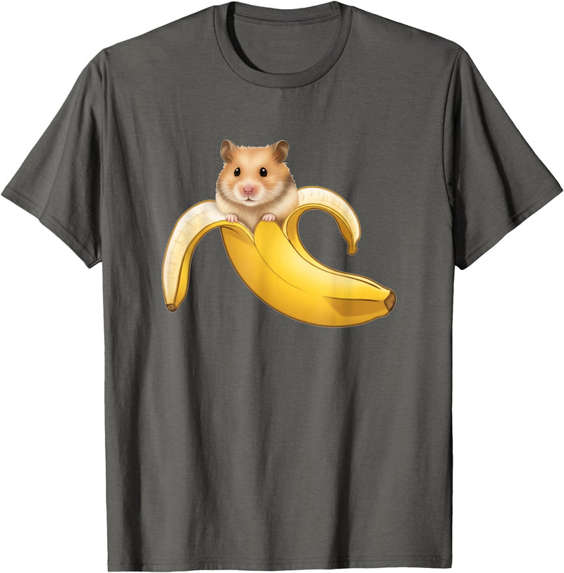Funny Hamster Lovers Banana Boys Girls Kids Cute T-Shirt - Asphalt Grey