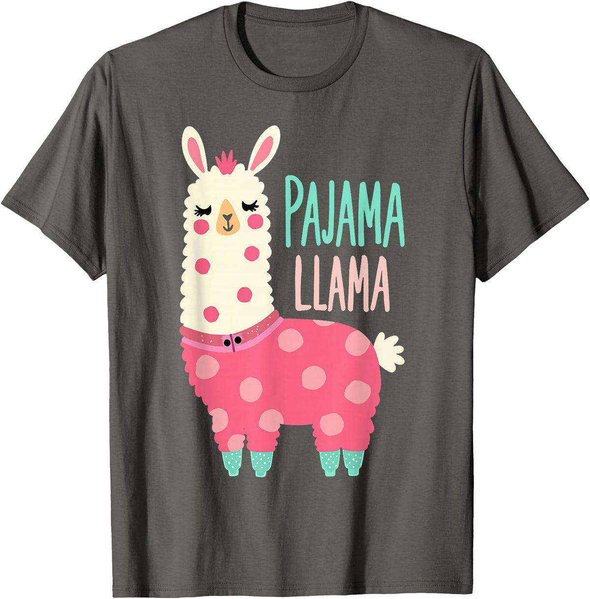 Two Suns Llama Design Lama Pajama T-Shirt - Asphalt Grey