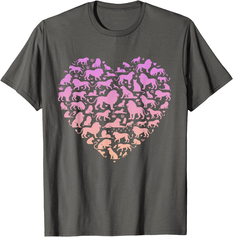 Girls Lion Design Silhouette Lions Design for Lion Lover | Girls Lion T-Shirt - Asphalt Grey