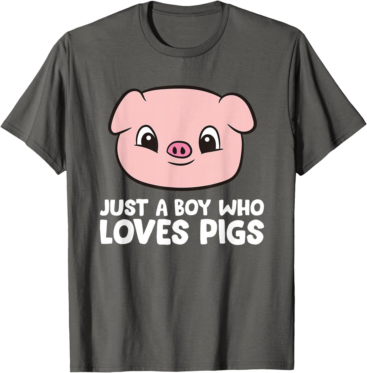 Funny Pigs Gifts And Pig Farmer Apparels Pig Farmer Boy Just a Boy Who Loves Pigs T-Shirt - Asphalt Grey