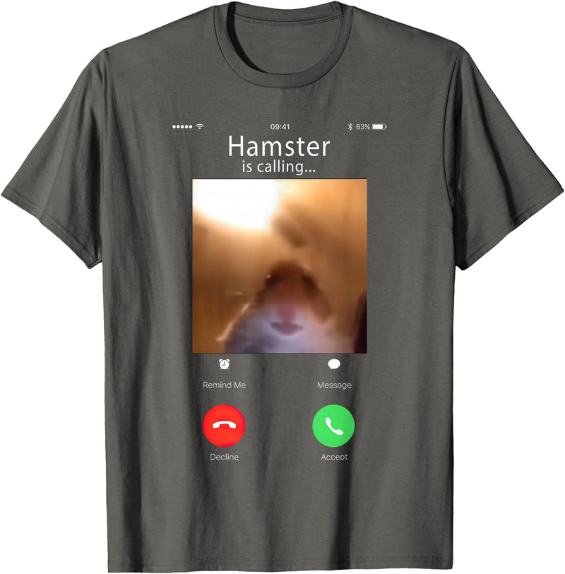 dank Meme Hamster Staring Front Camera Hamster Calling T-Shirt - Asphalt Grey