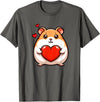 Cute Hamster Funny Valentines Heart Lover Men Women Kids T-Shirt - Asphalt Grey