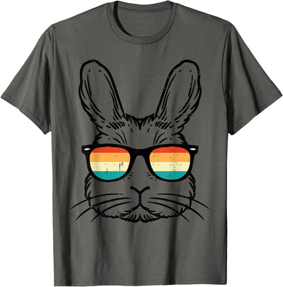 Retro Bunny Face in Rainbow Sunglasses T-Shirt