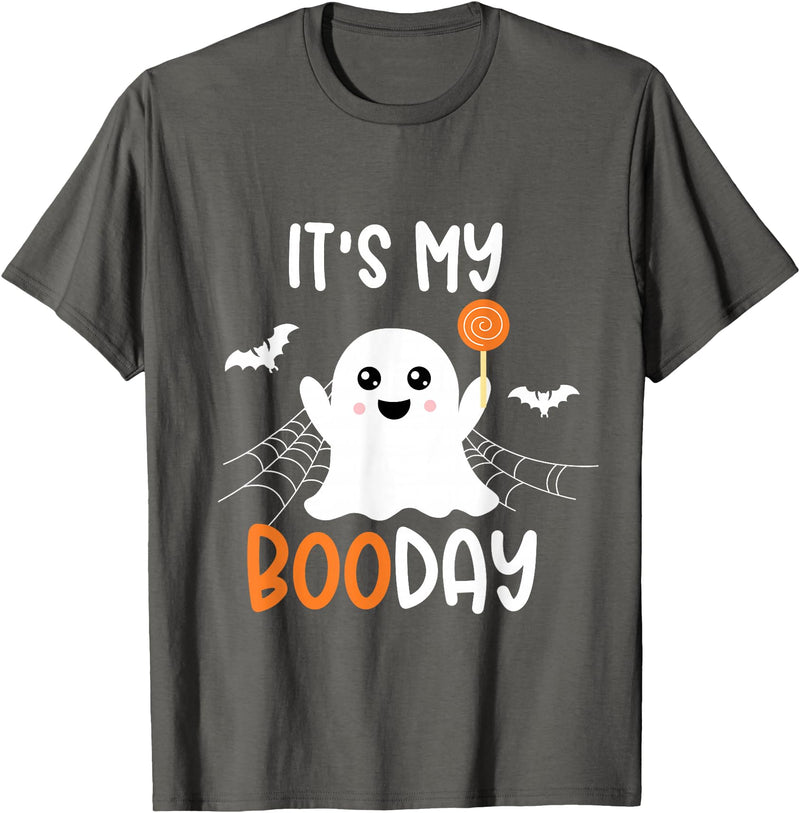 Happy BooDay Apparel by GBD Its My Boo Day Cute Halloween Birthday Ghost Boy Girl Kids T-Shirt - Asphalt Grey