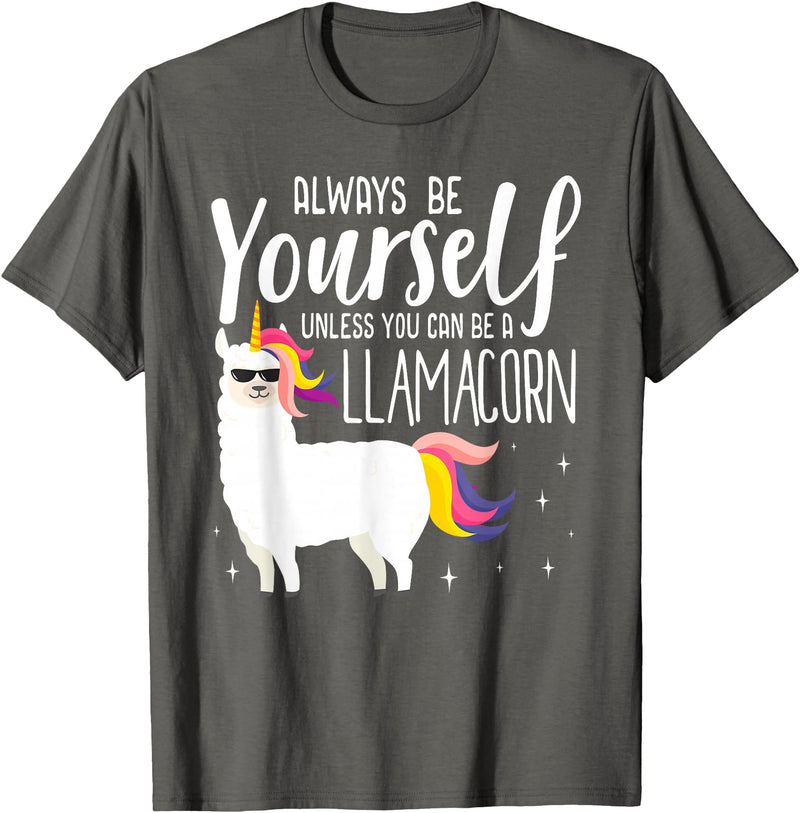 Llamacorn Clothing Always be a Llamacorn T Shirt | Fantasy Magic Llama Unicorn T-Shirt - Asphalt Grey