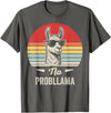 Retro Llama Humor No Drama Vintage Vibes No Probllama Retro Llama Humor Design T-Shirt - Asphalt Grey