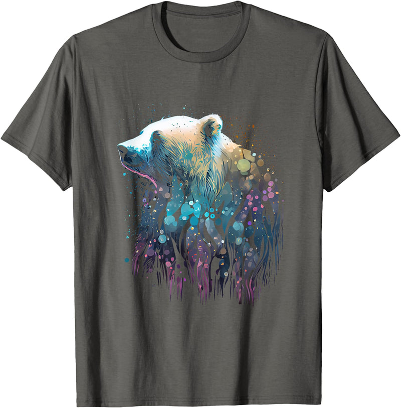 Colorful animal designs animal fans gift ideas Polar Bear Colorful Color Arctic Snow Polar Bear Bear Lover T-Shirt - Asphalt Grey