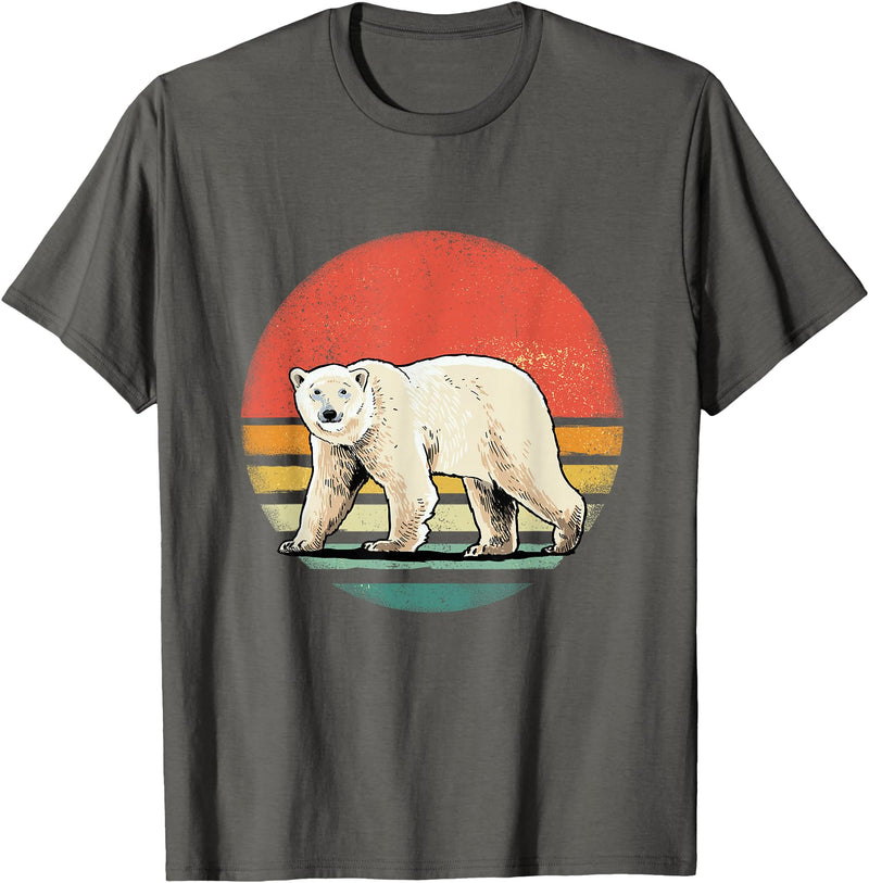 Wowsome! Vintage Polar Bear Tshirt Retro Arctic Animal Bear Lover T-Shirt - Asphalt Grey