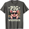 Patriotic 4th Of July Pig Farmer Farming Tees US Flag Hog Farmer Pig Whisperer T-Shirt - Asphalt Grey