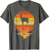 TrendyPull Silhouette Retro Vintage Style Gifts Llama shirt retro sunset 70s vintage Llama T-Shirt - Asphalt Grey