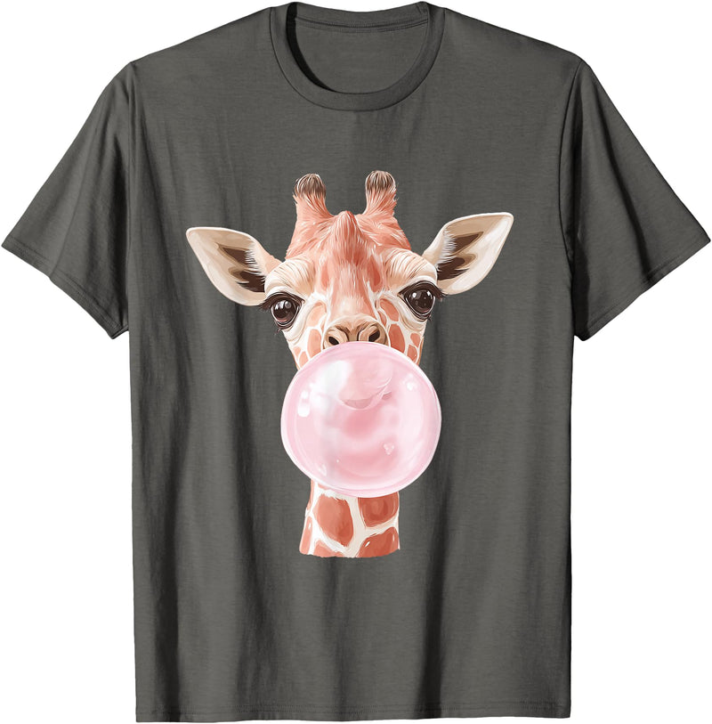 FunnyGiraffeCo. Cute Giraffe Bubble T-Shirt - Asphalt Grey