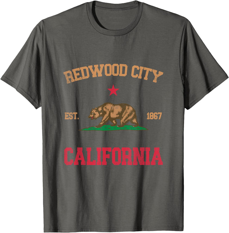 Redwood City California CA Designs Redwood City California T-Shirt - Asphalt Grey