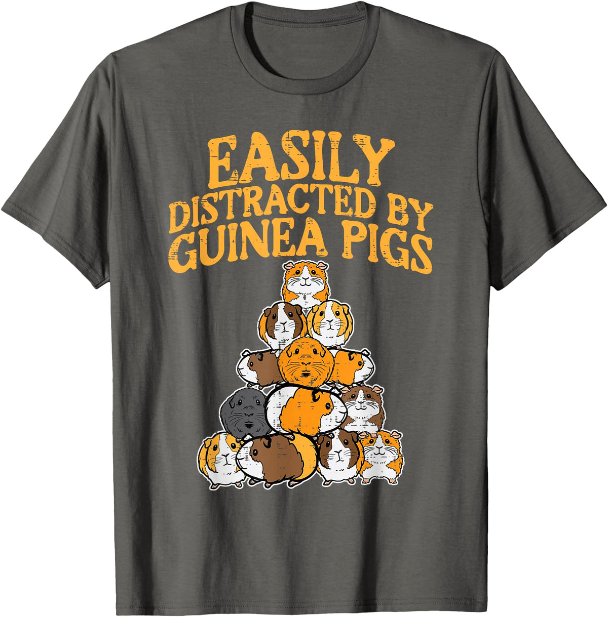 Guinea Pig Shirts For Men Women Kids Gift Easily Distracted by Guinea Pigs Funny Cavy Men Women Kids T-Shirt - Asphalt Grey