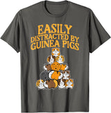 Guinea Pig Shirts For Men Women Kids Gift Easily Distracted by Guinea Pigs Funny Cavy Men Women Kids T-Shirt - Asphalt Grey