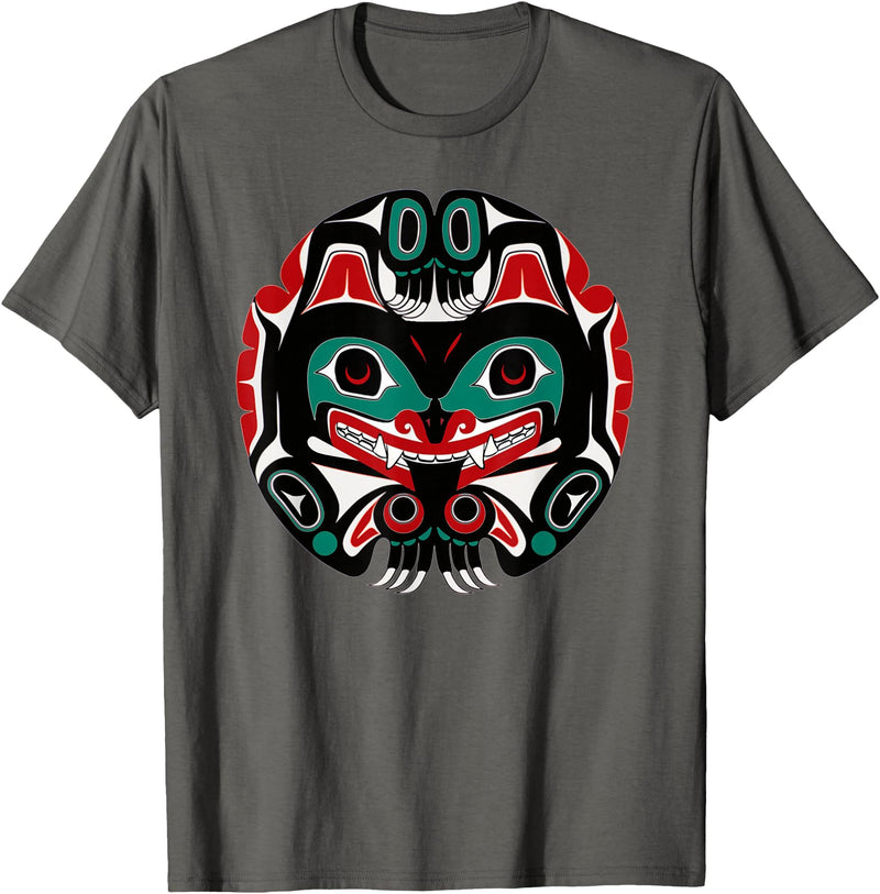 Tribal America Alaska Native American Art Tlingit Eagle Tribal Bear Clan T-Shirt - Asphalt Grey