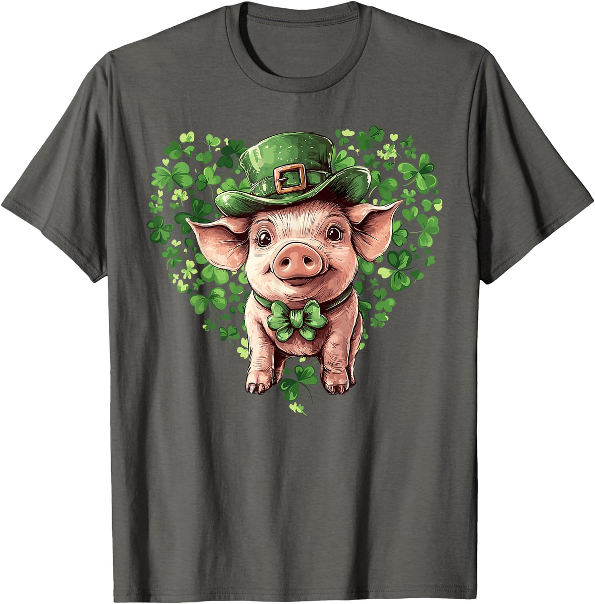 Irish Pig Lover St. Paddy’s Day Funny St. Patrick’s Day Pig Lucky Shamrock Irish Farm T-Shirt - Asphalt Grey