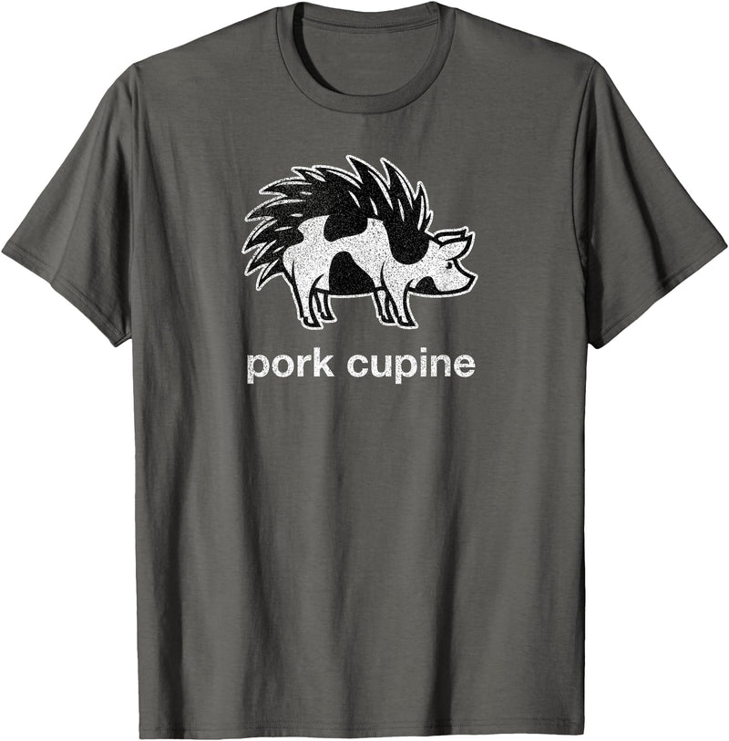 Pork Cupine Shirts Funny Pork-Cupine Shirt - Porcupine and Pig Tee T-Shirt - Asphalt Grey