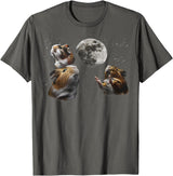 Funny Guinea Pig Lover Gifts 3 Guinea Pigs Moon Howling Funny Rodent For Men, Women, Kid T-Shirt - Asphalt Grey