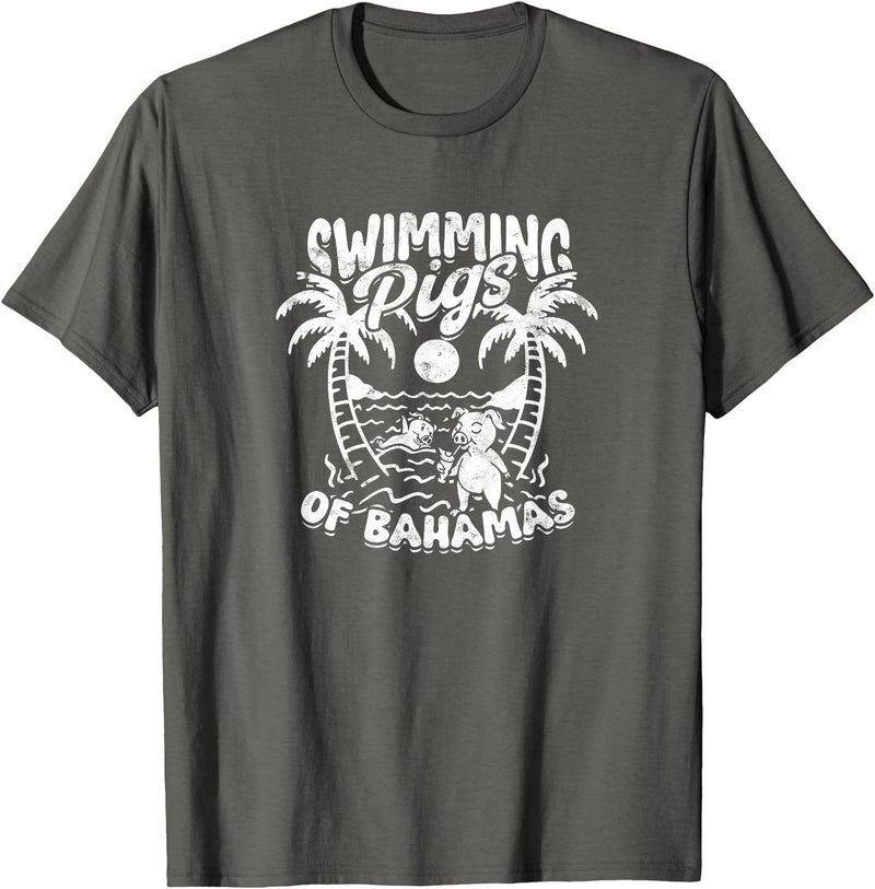 Bahamas - Animals - Attraction SWIMMING PIGS OF BAHAMAS - Bahamas T-Shirt - Asphalt Grey