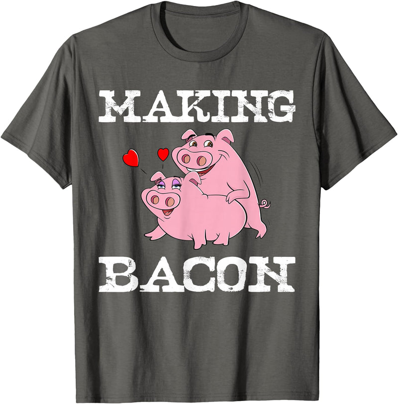 Funny Bacon Tee Gifts for Men Women Funny Pigs Making Bacon Tee Cute Pork Breakfast Tee Women T-Shirt - Asphalt Grey