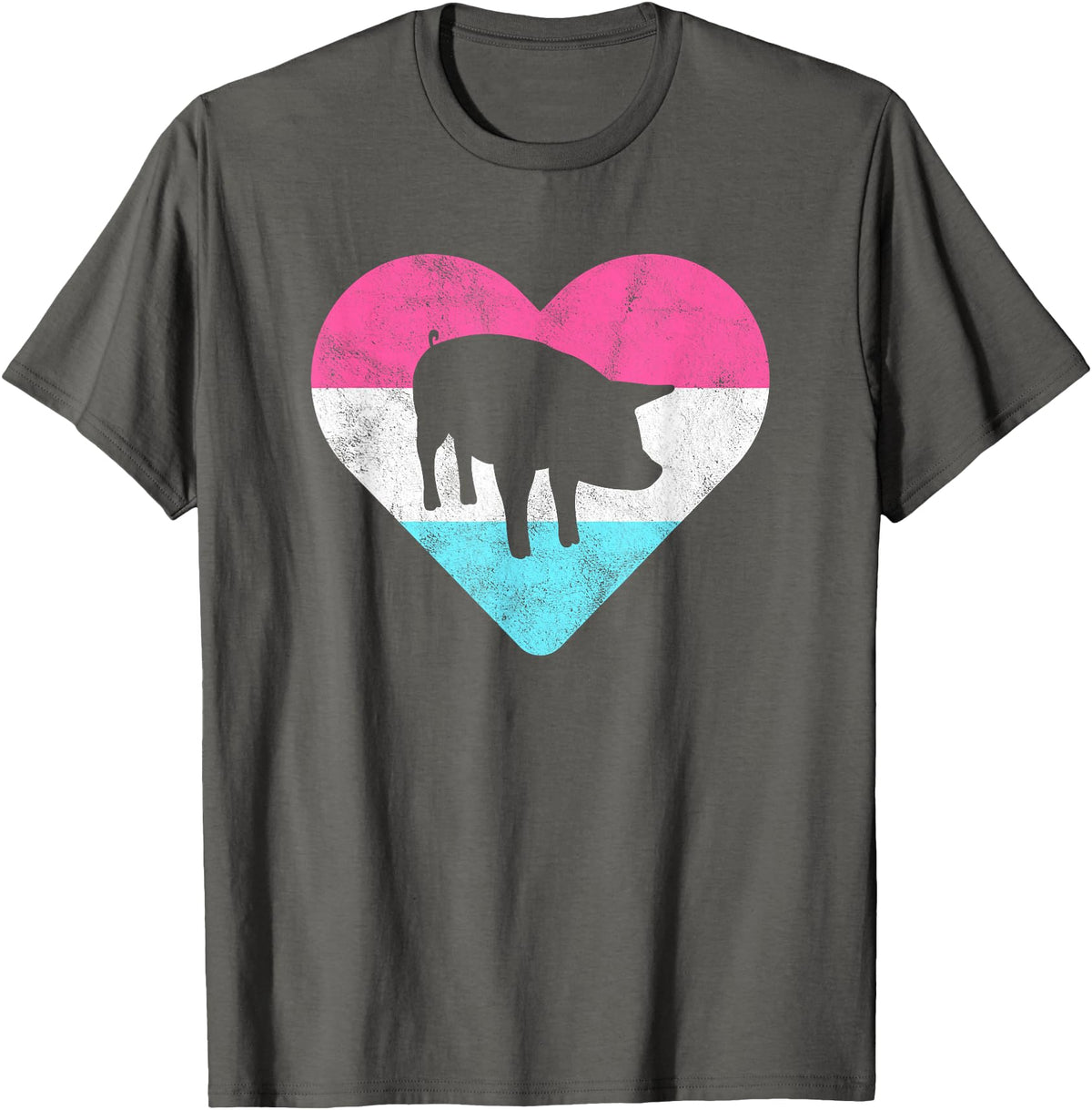 Retro Vintage Animal and Pet Gifts Retro Vintage Pig Gift for Women or Girls T-Shirt - Asphalt Grey