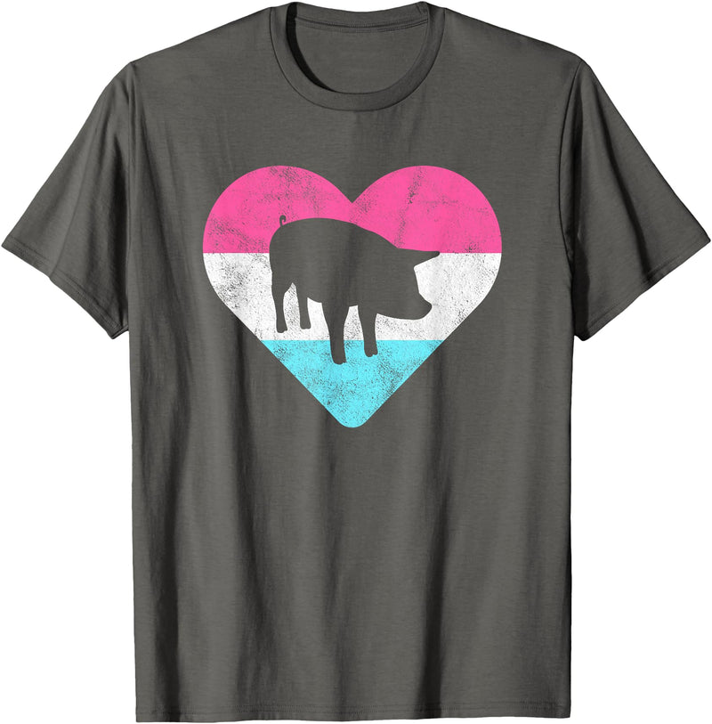 Retro Vintage Animal and Pet Gifts Retro Vintage Pig Gift for Women or Girls T-Shirt - Asphalt Grey