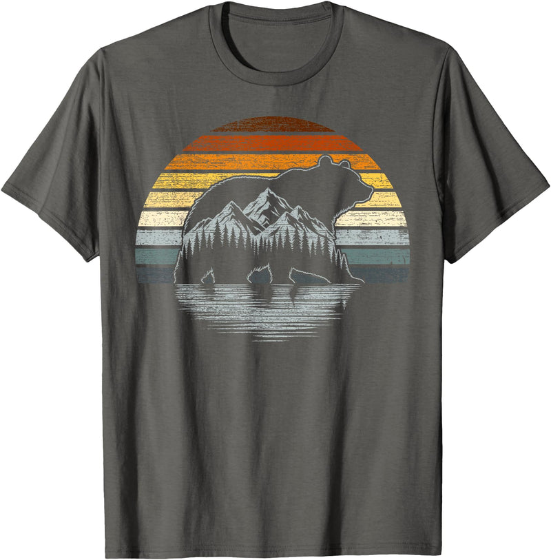 Bear Community Bear Brotherhood Gay Men Gifts Bear Pride Retro Mountain Nature Gay Bear Flag T-Shirt - Asphalt Grey