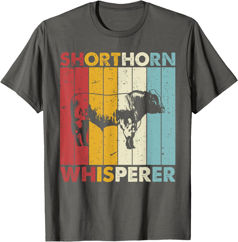 Shorthorn Gift for Men, Women & Kids Cattle Dad Mom Cow Whisperer - Farmer Breeder Shorthorn T-Shirt - Asphalt Grey