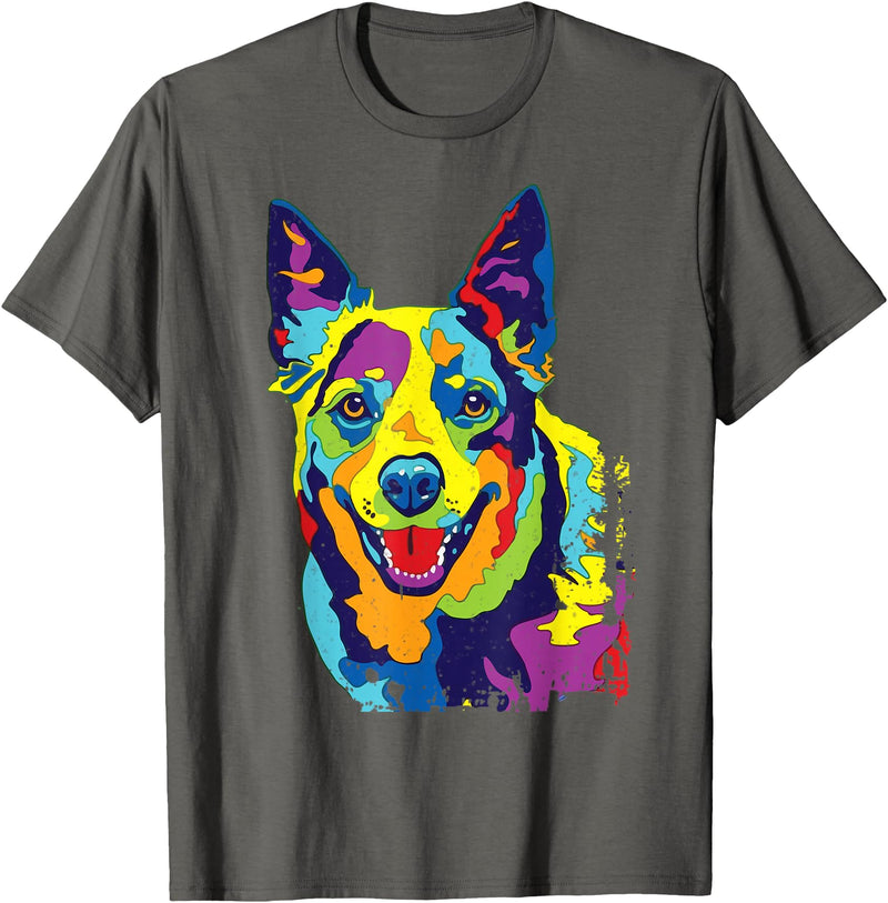 Funny Dog Lover Shirts Cattle Dog Shirt Funny Australian Cattle Dog Pop-Art Shirt T-Shirt - Asphalt Grey