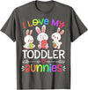 Funny I Love My Toddler Bunnies Teacher Easter Bunny Egg T-Shirt in Asphalt Grey