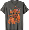 Scottish Farm Matching Mom Daughter Highland Cow Highland Cow Mama Mom Baby Calf Daughter Floral Mothers Day T-Shirt -